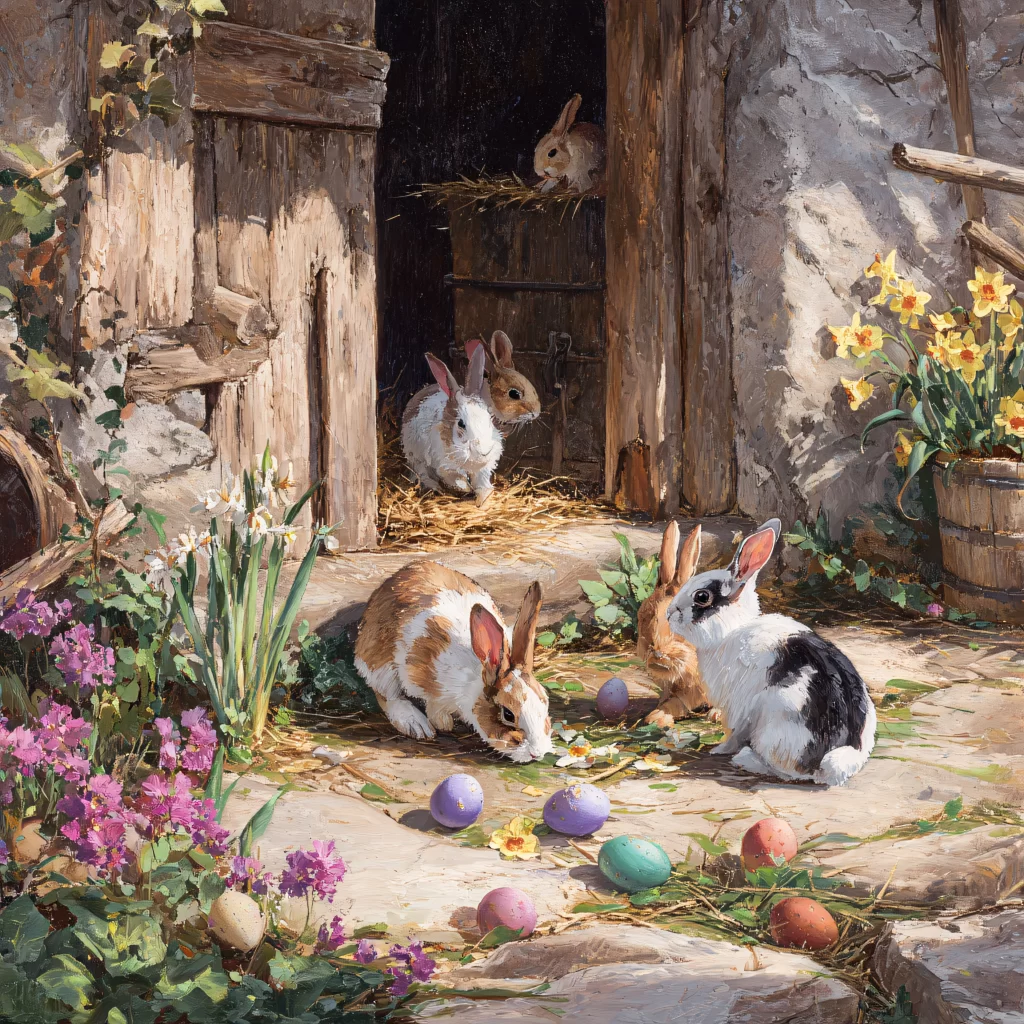Easter Rabbits Eggs Flowers Spring 430