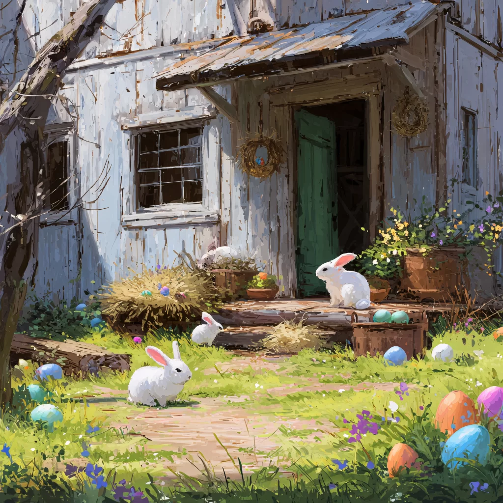Easter Rabbit Eggs Garden
