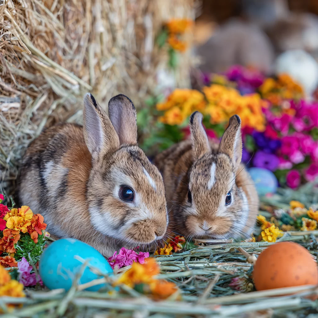 Easter Rabbits Eggs Flowers Spring 453
