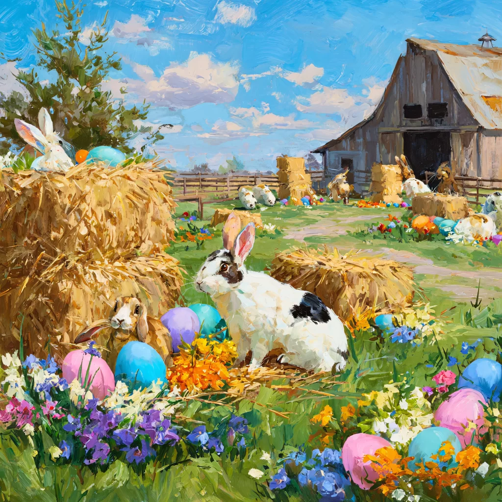 Easter Rabbit Haystacks Eggs Garden