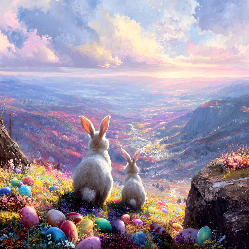 Easter Rabbit Eggs Sunset