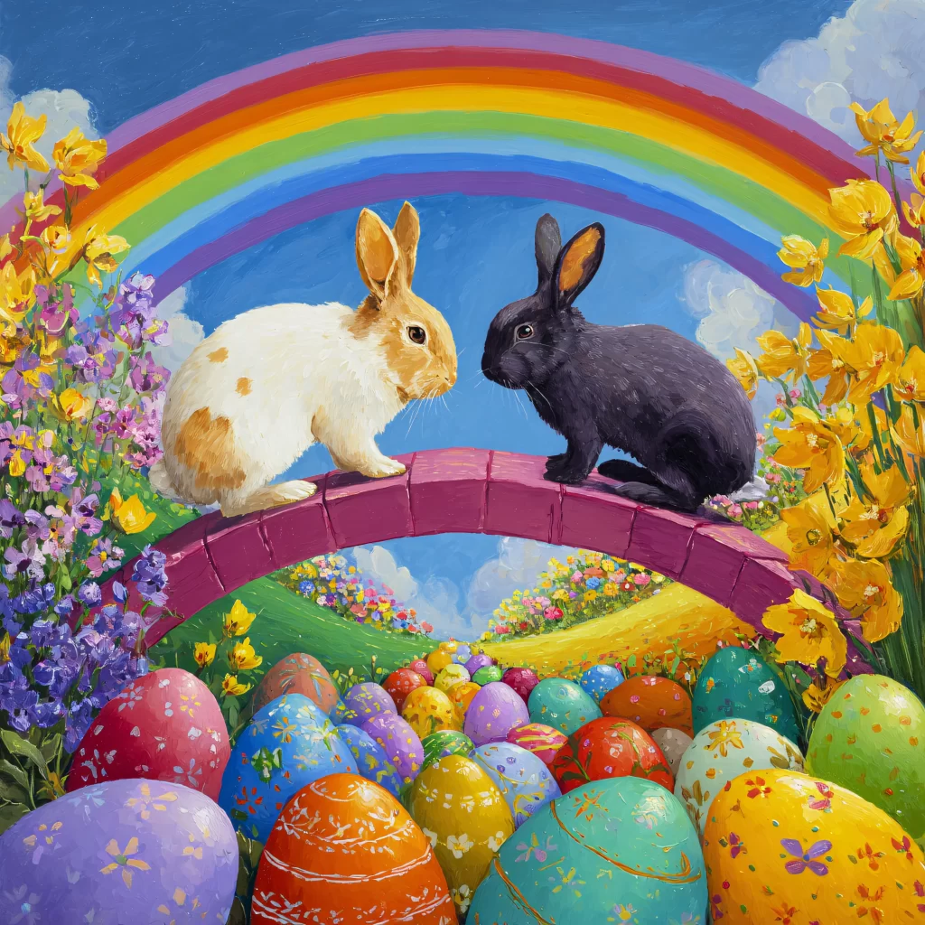 Easter Rabbit Rainbow Eggs Garden