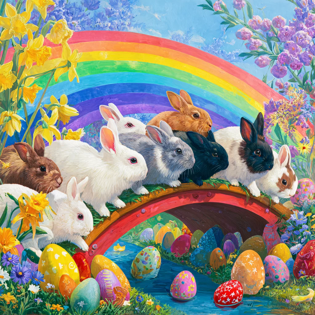 Easter Rabbit Rainbow Eggs Garden