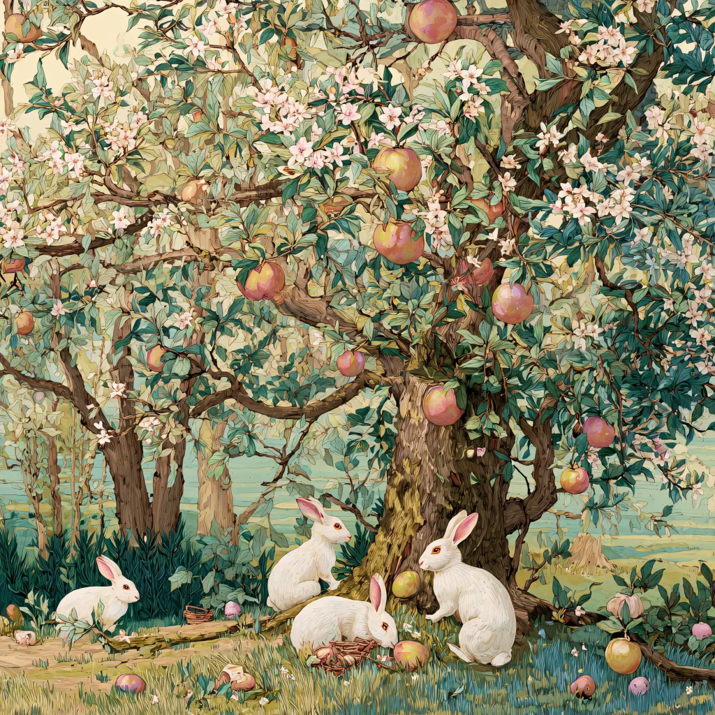 Easter Rabbits Eggs Flowers Spring 490