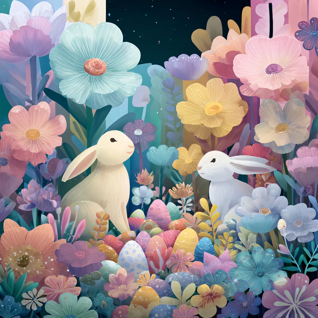 Easter Rabbit Flowers Garden