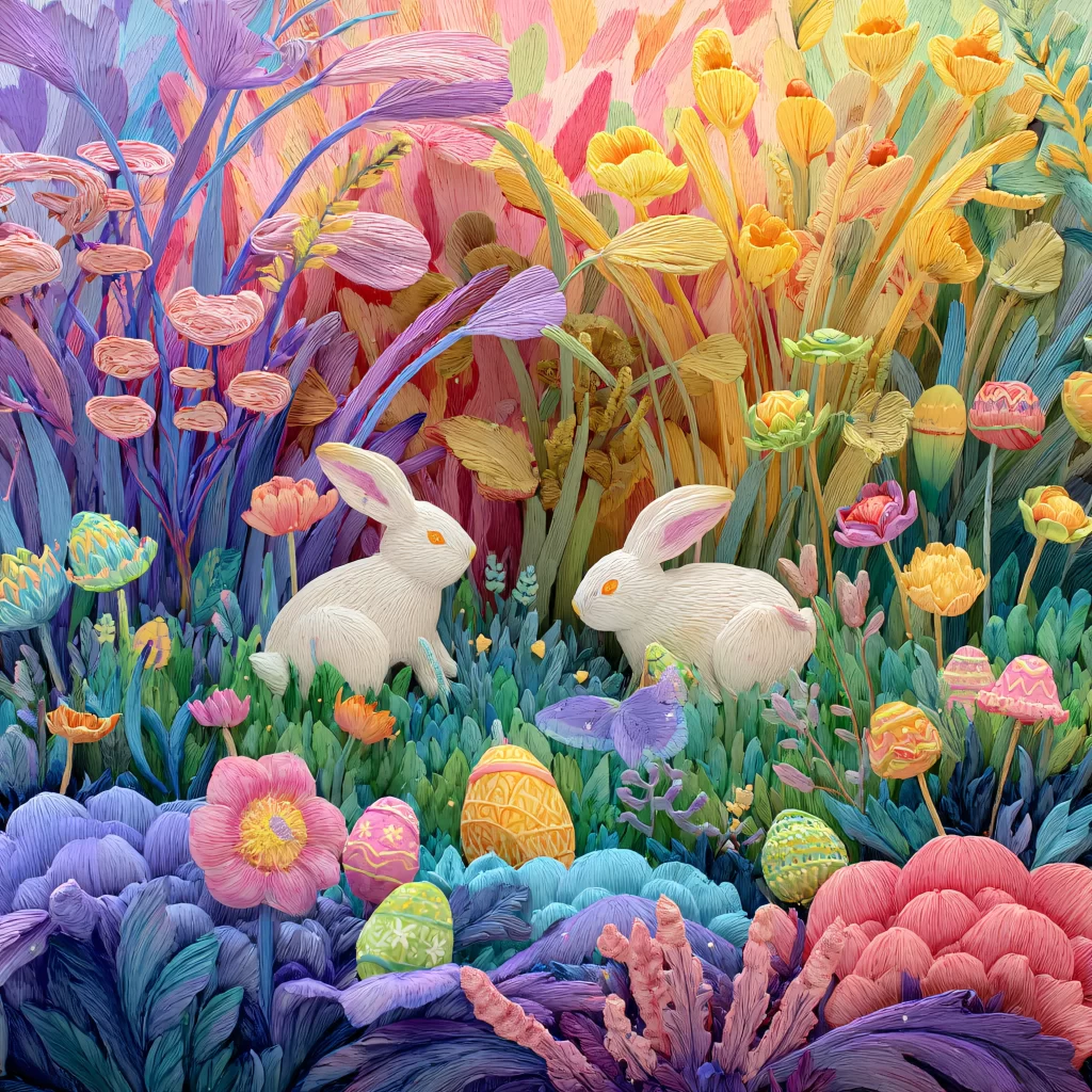 Easter Rabbit Flowers Garden