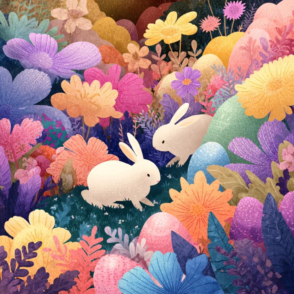 Easter Rabbit Flowers Garden
