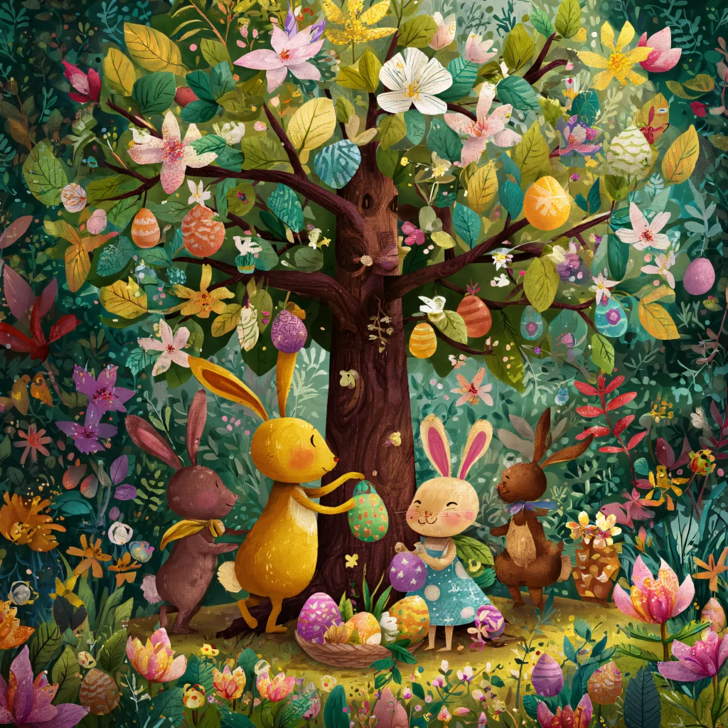 Easter Rabbits Eggs Flowers Spring 560