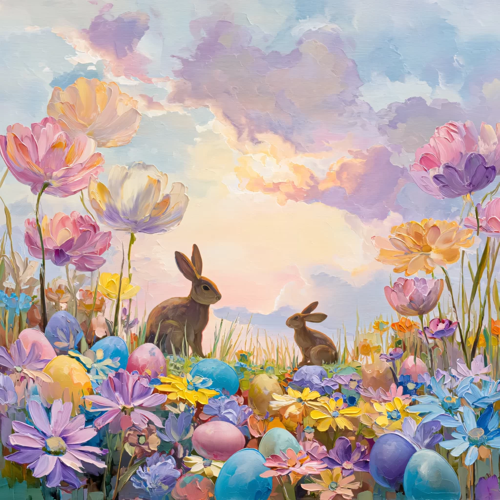 Easter Rabbit Flowers Garden