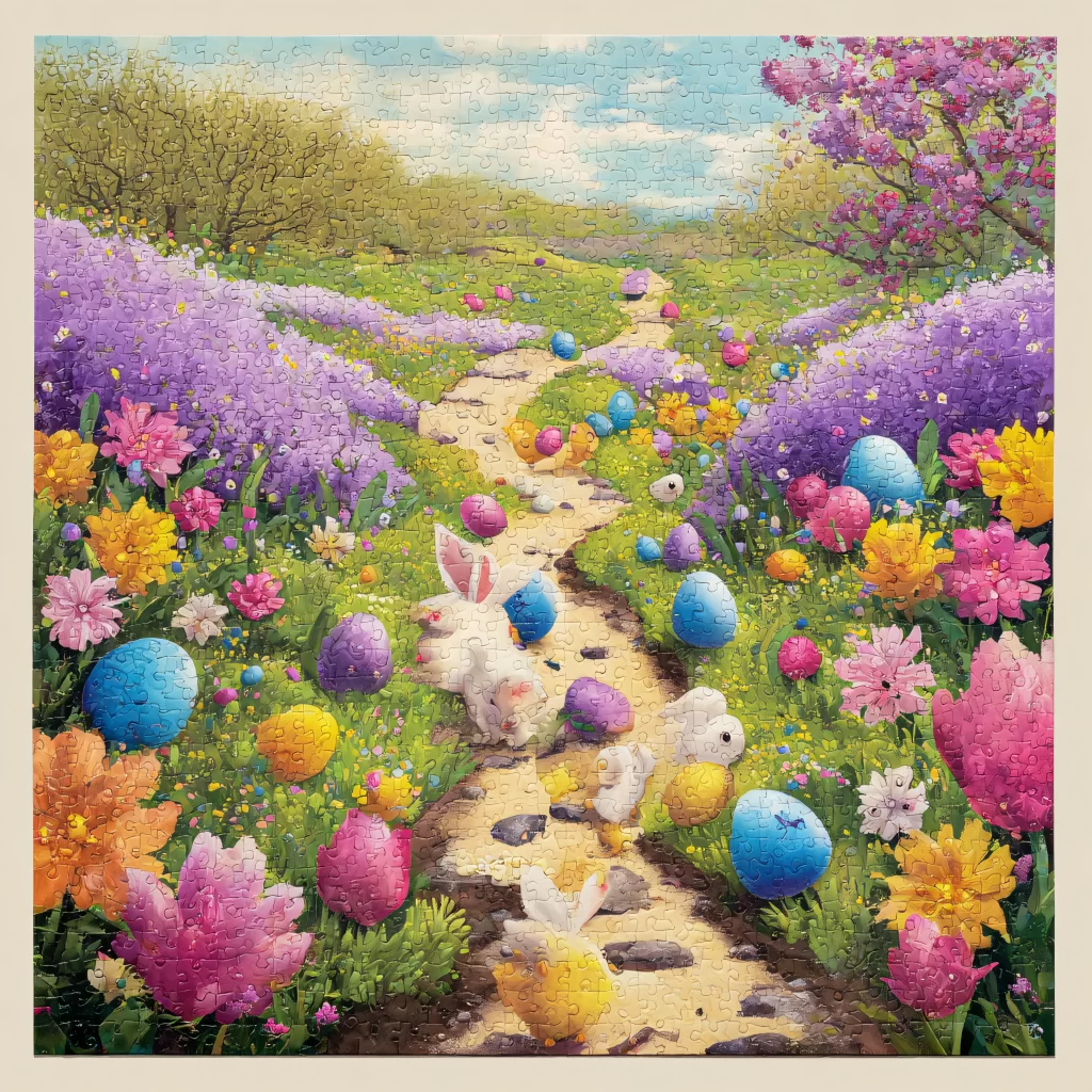 Easter Rabbits Eggs Flowers Spring 616