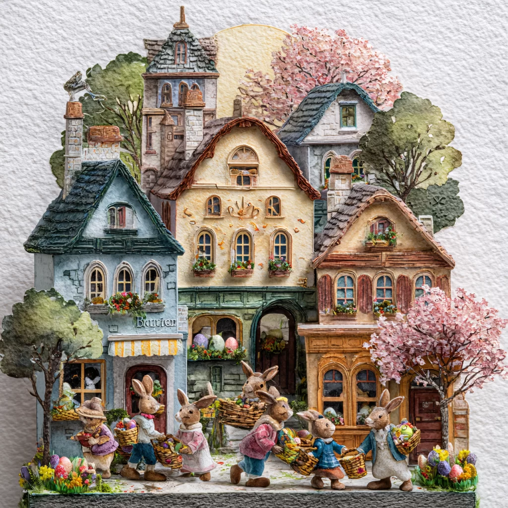 Easter Rabbit Basket Flowers Garden