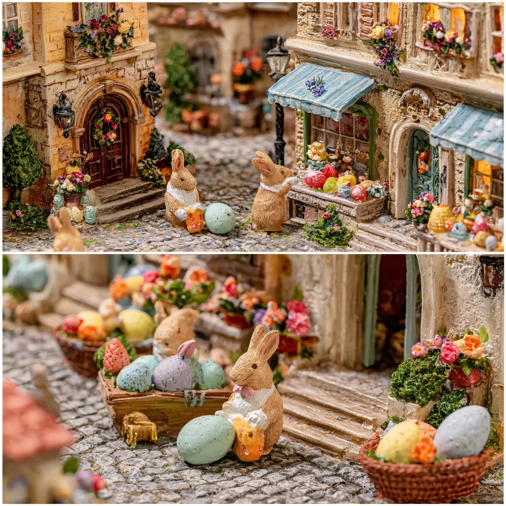 Easter Rabbit Eggs Village