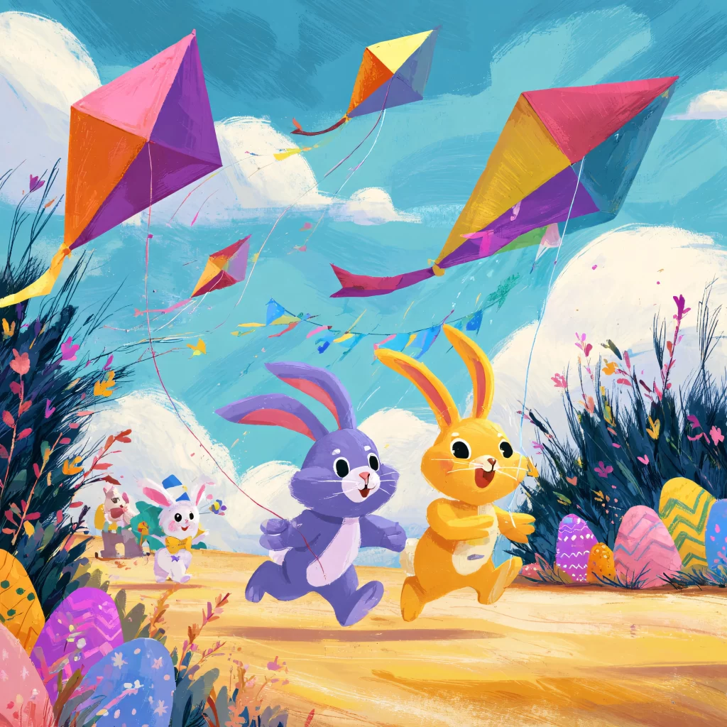 Easter Rabbits Eggs Kites Spring