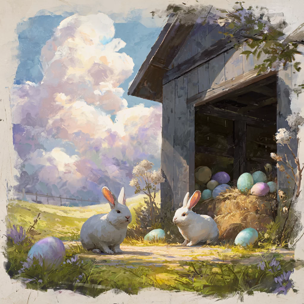 Easter Rabbits Eggs Pastel Colors 120
