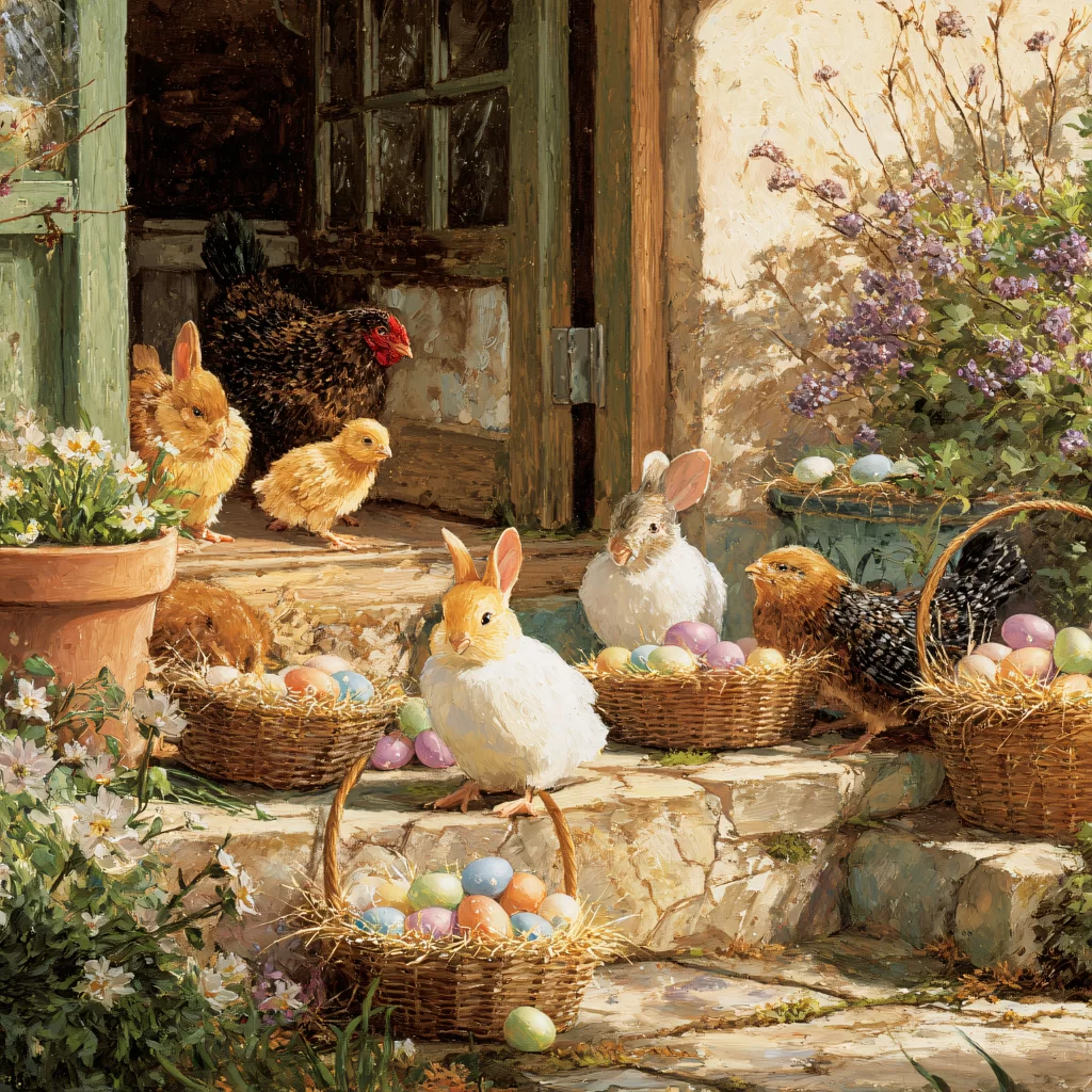 Easter Rabbits Eggs Pastel Colors 231