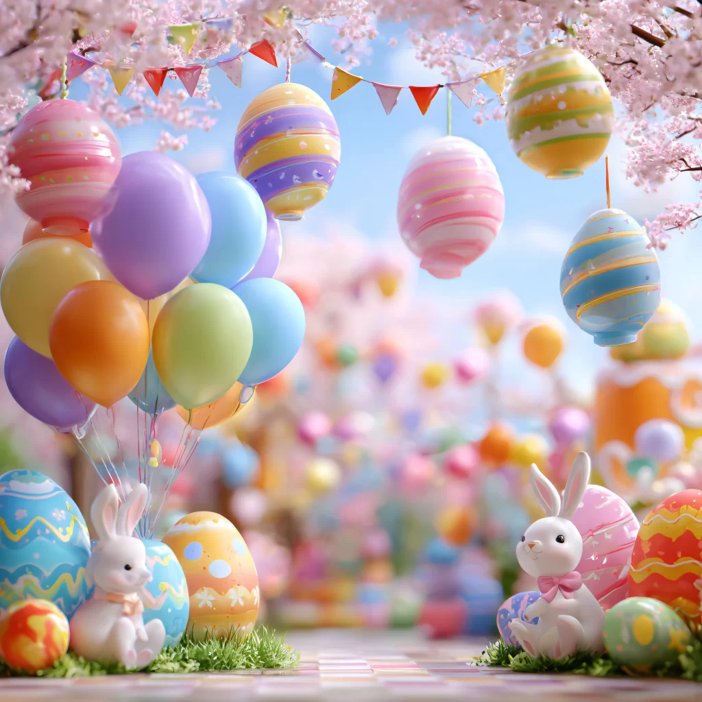 Easter Rabbits Eggs Pastel Colors 261