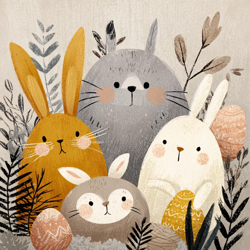 Easter Rabbits Eggs Pastel Spring 306