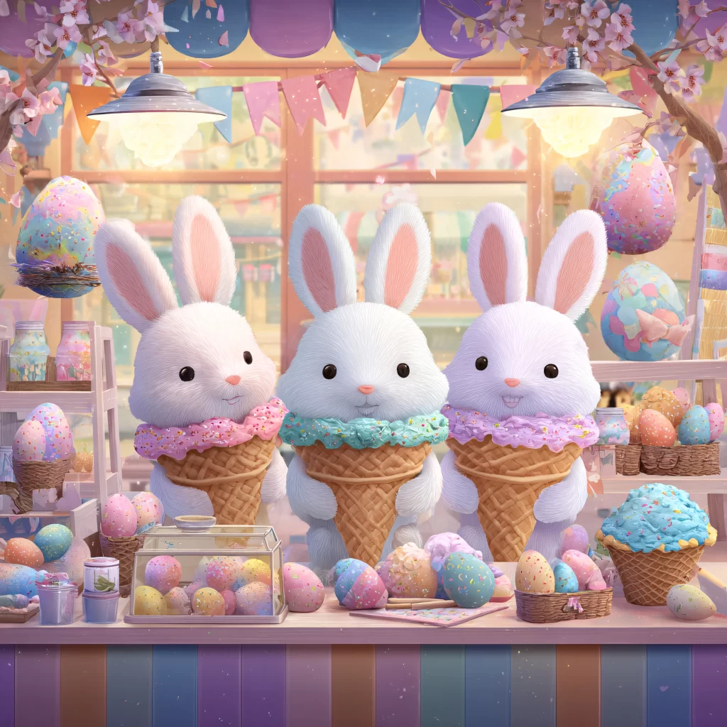 Easter Rabbit Ice Cream Cones Eggs
