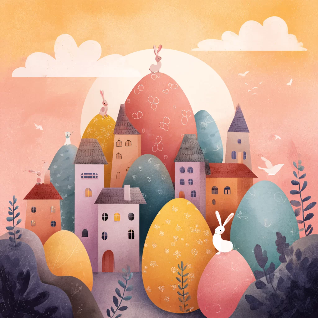 Easter Rabbits Eggs Pastel Spring 325