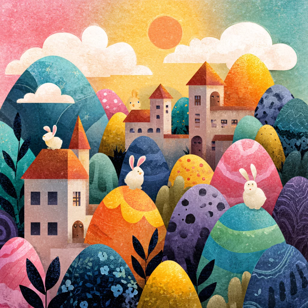 Easter Rabbits Eggs Pastel Spring 328