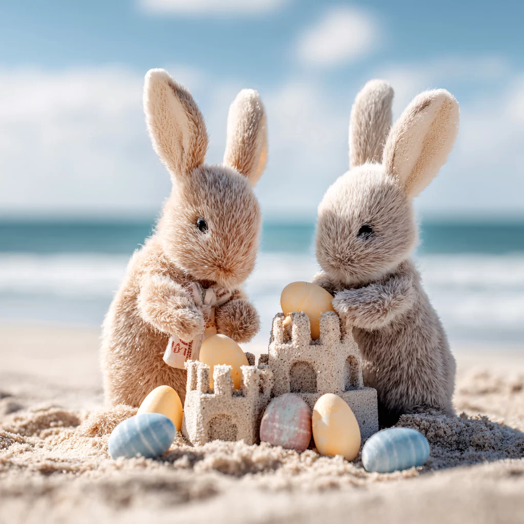 Easter Rabbit Eggs Beach Sandcastle