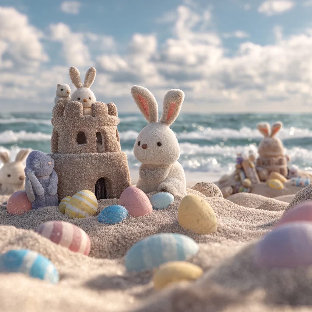 Easter Rabbit Eggs Beach