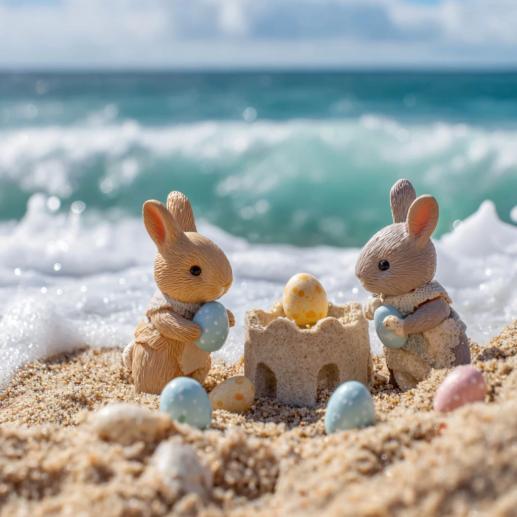 Easter Rabbit Eggs Beach Sandcastle