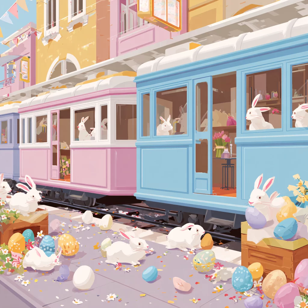 Easter Rabbits Eggs Pastel Spring 607