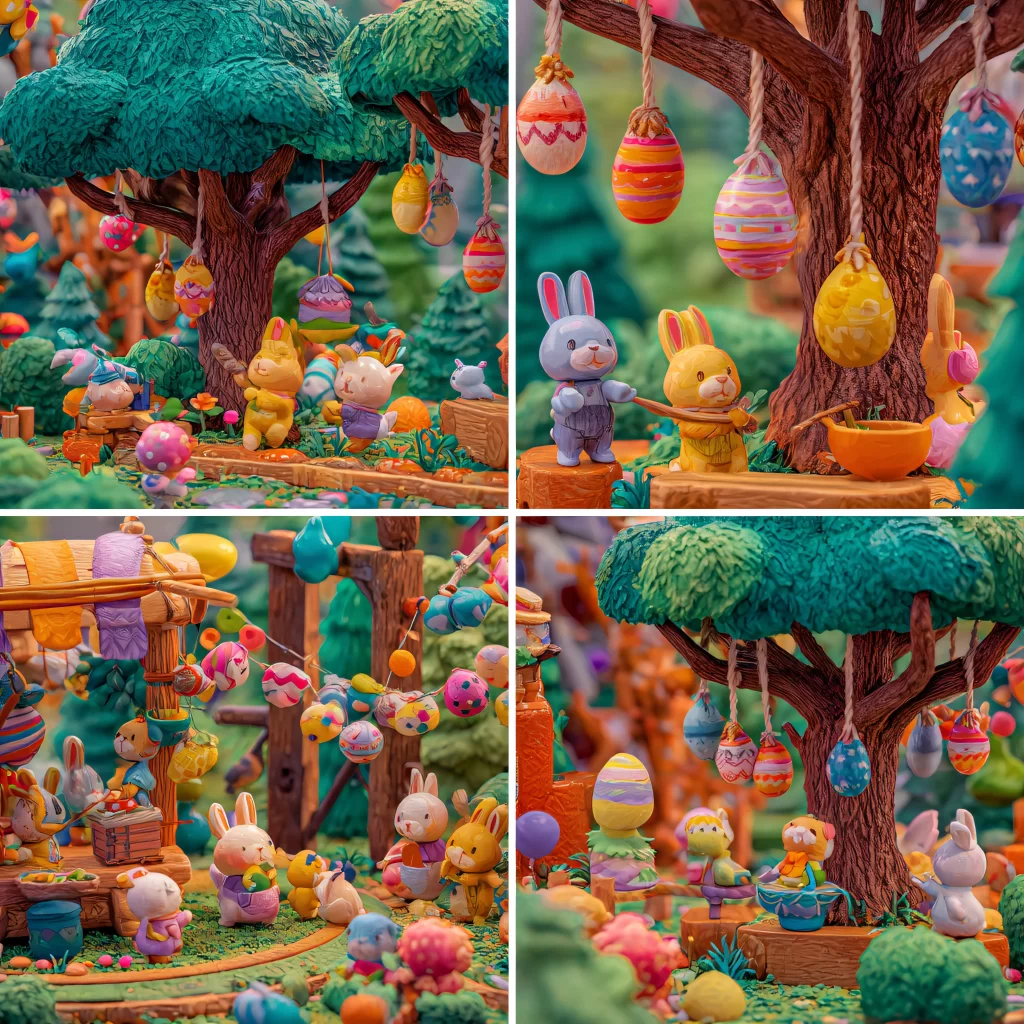 Easter Rabbits Eggs Pastel Colors 637