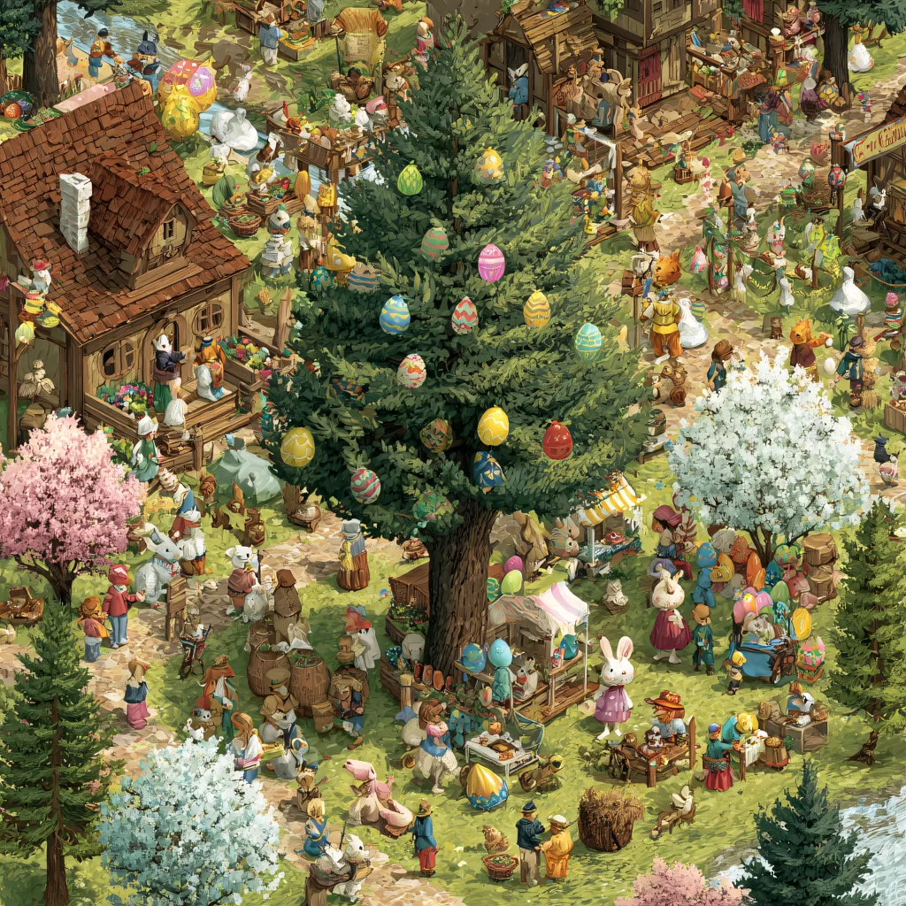 Easter Rabbits Eggs Pastel Spring 638