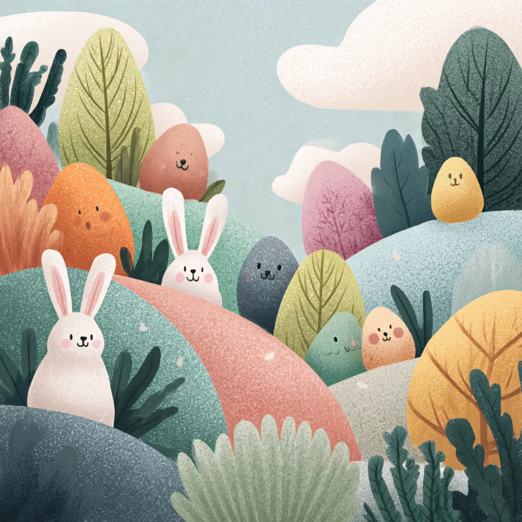 Easter Rabbit Eggs Hills Garden