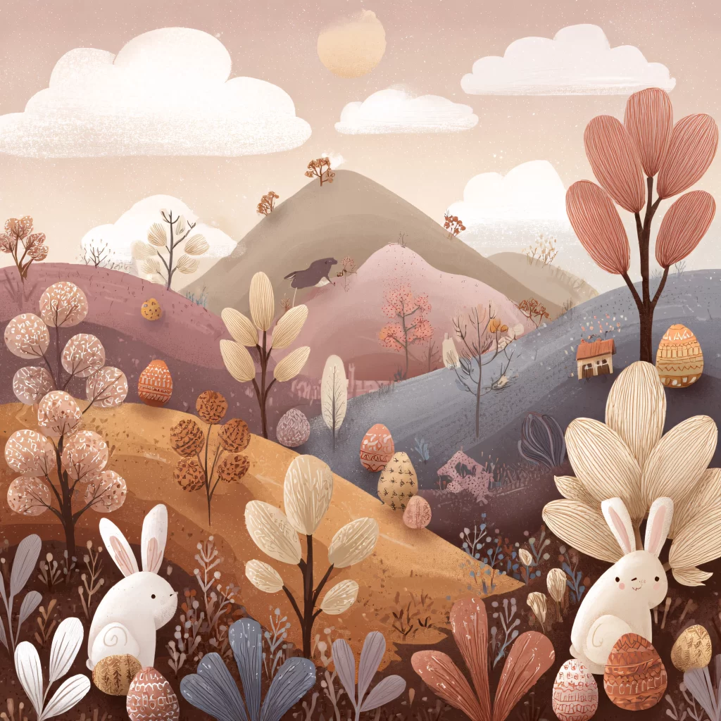 Easter Rabbit Eggs Hills