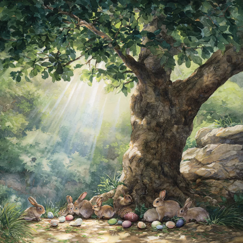 Easter Rabbits Eggs Spring Garden 629
