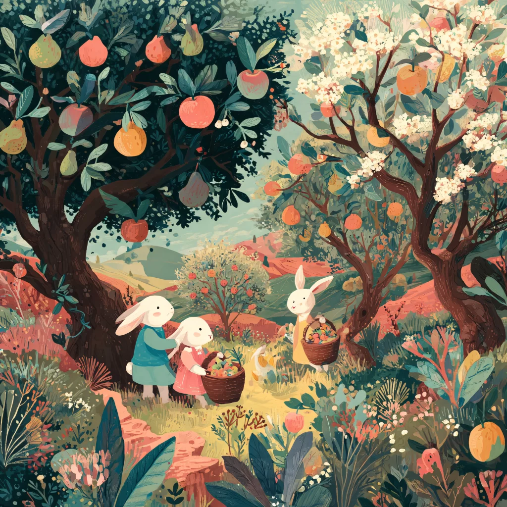 Easter Rabbits Flowers Pastel Spring 329