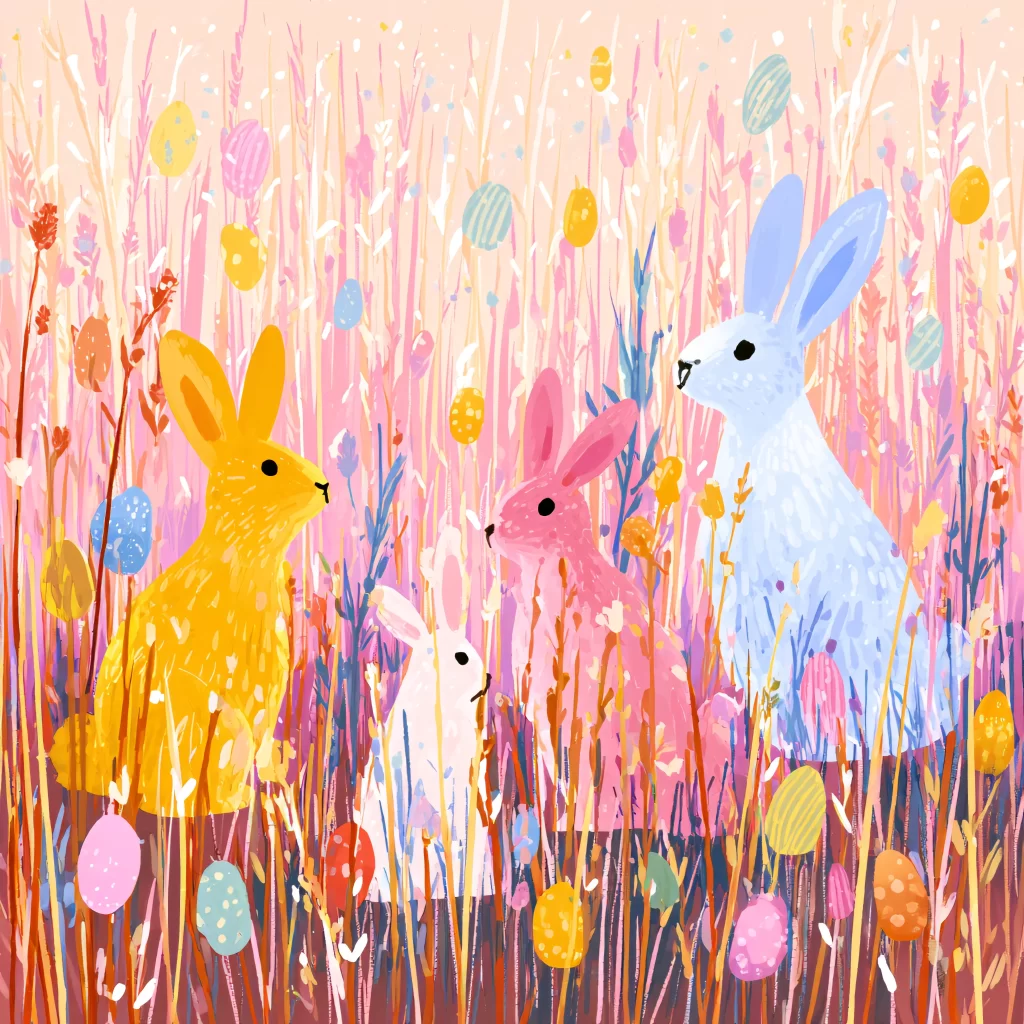 Easter Rabbits Pastel Eggs Spring 39