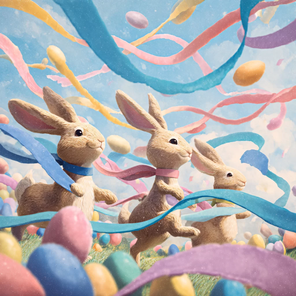 Easter Rabbits Pastel Eggs Spring 64
