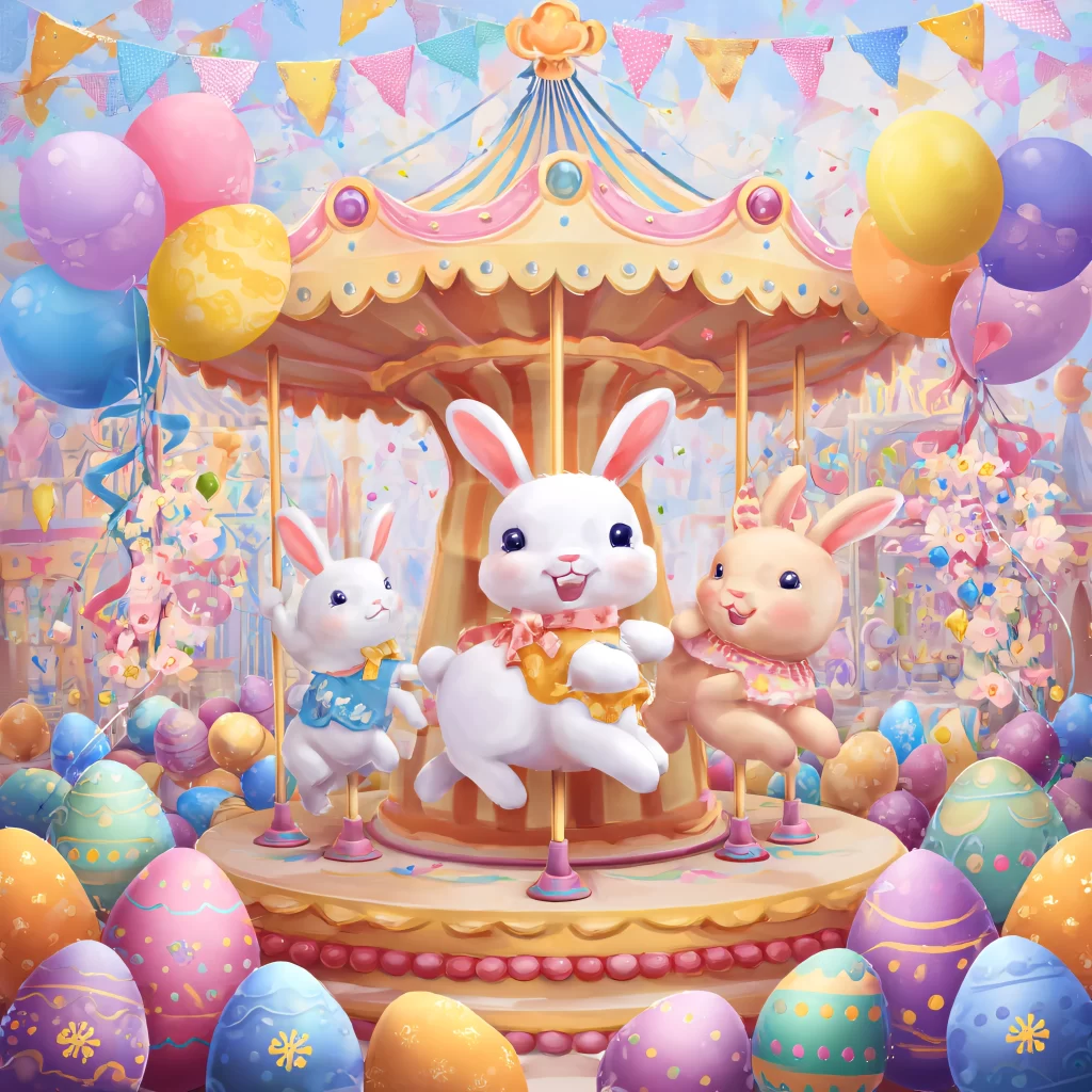 Easter Rabbits Pastel Eggs Spring 81