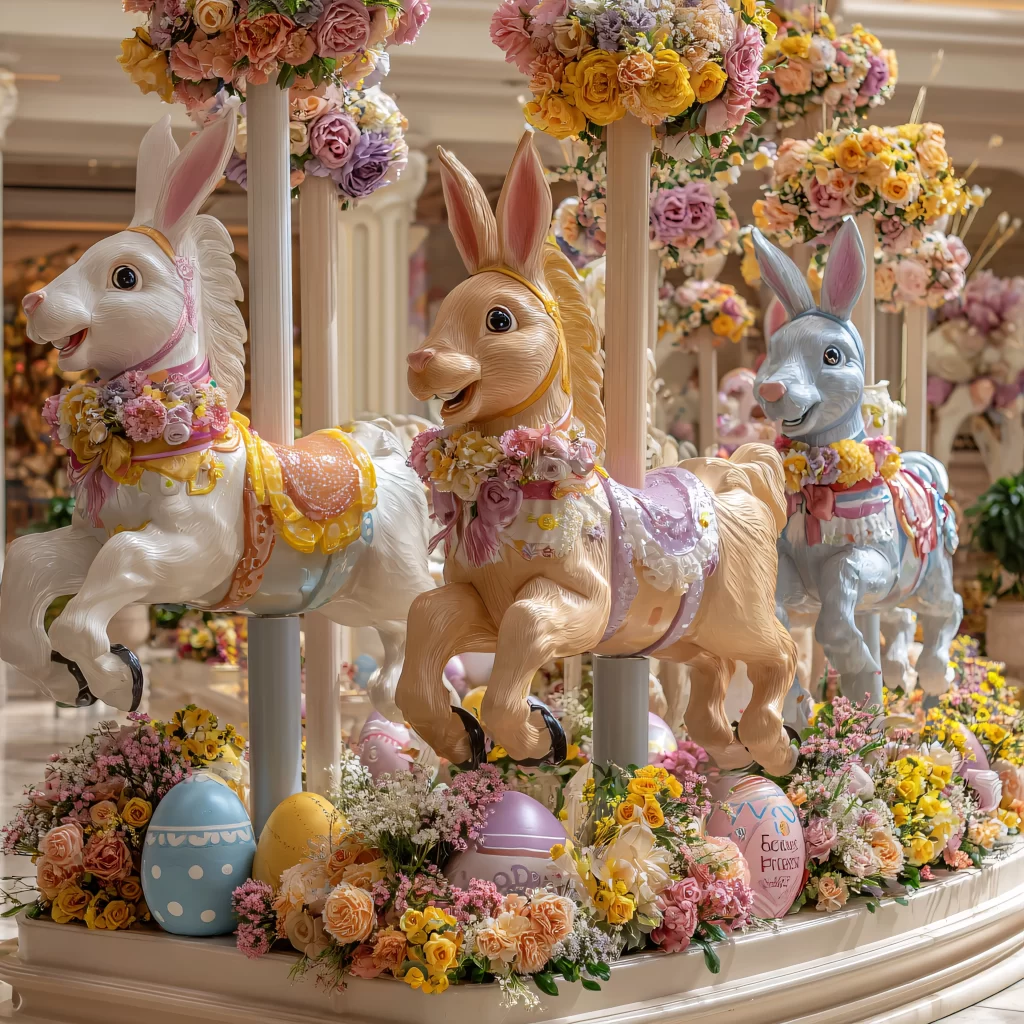 Easter Rabbits Pastel Eggs Spring 91