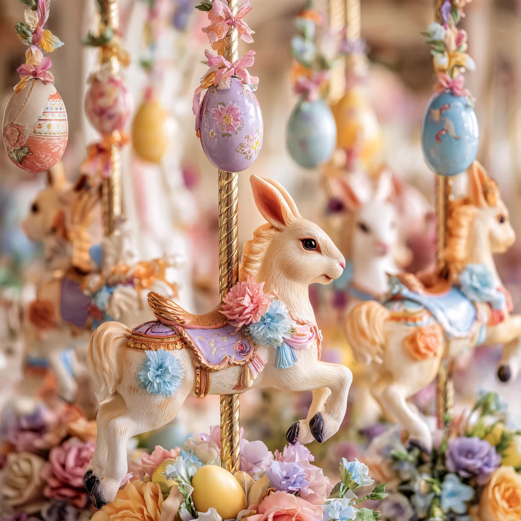 Easter Rabbits Pastel Eggs Spring 92