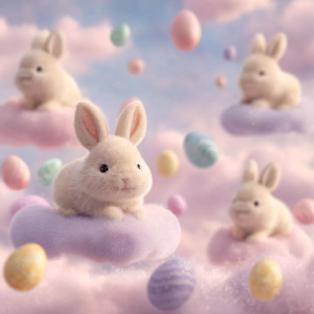 Easter Rabbits Pastel Eggs Spring 133