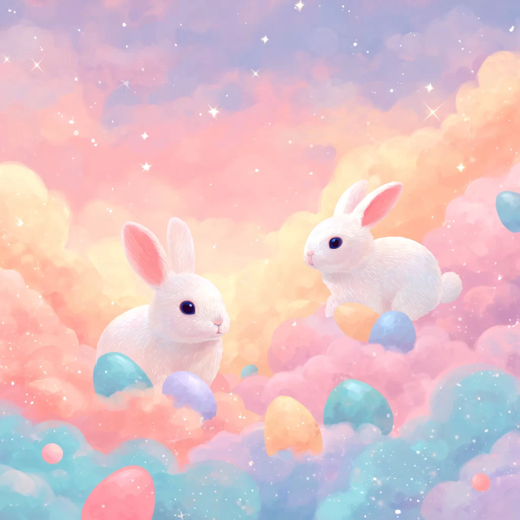 Easter Rabbits Pastel Eggs Spring 134