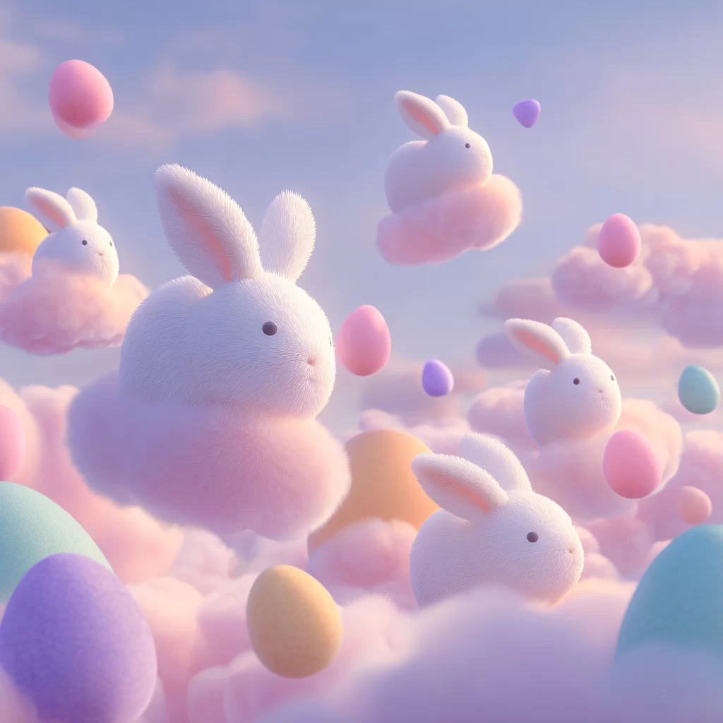 Easter Rabbits Pastel Eggs Spring 135