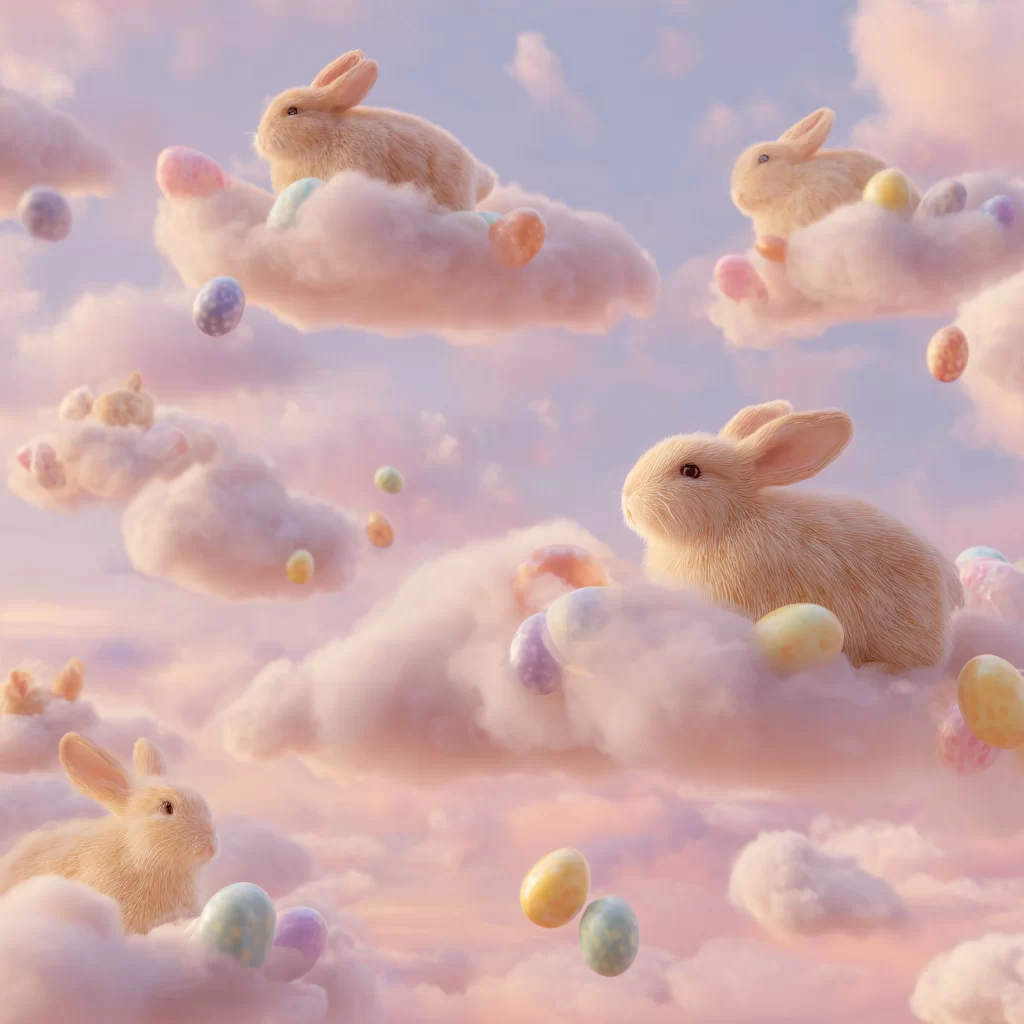 Easter Rabbits Pastel Eggs Spring 136