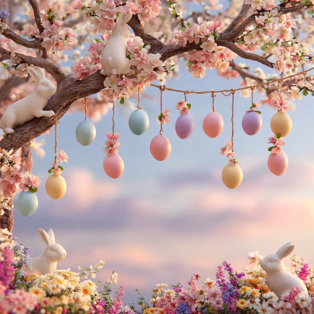 Easter Rabbits Pastel Eggs Spring 138