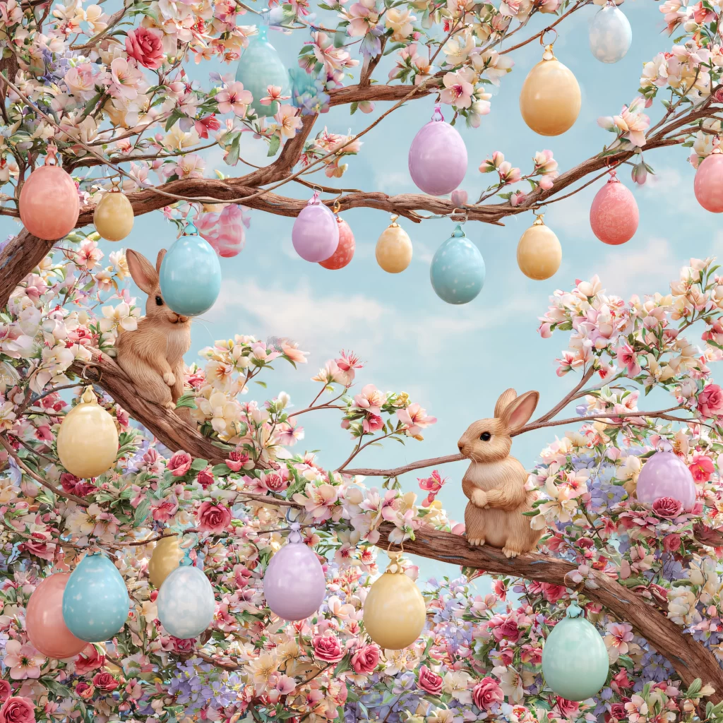 Easter Rabbits Pastel Eggs Spring 139