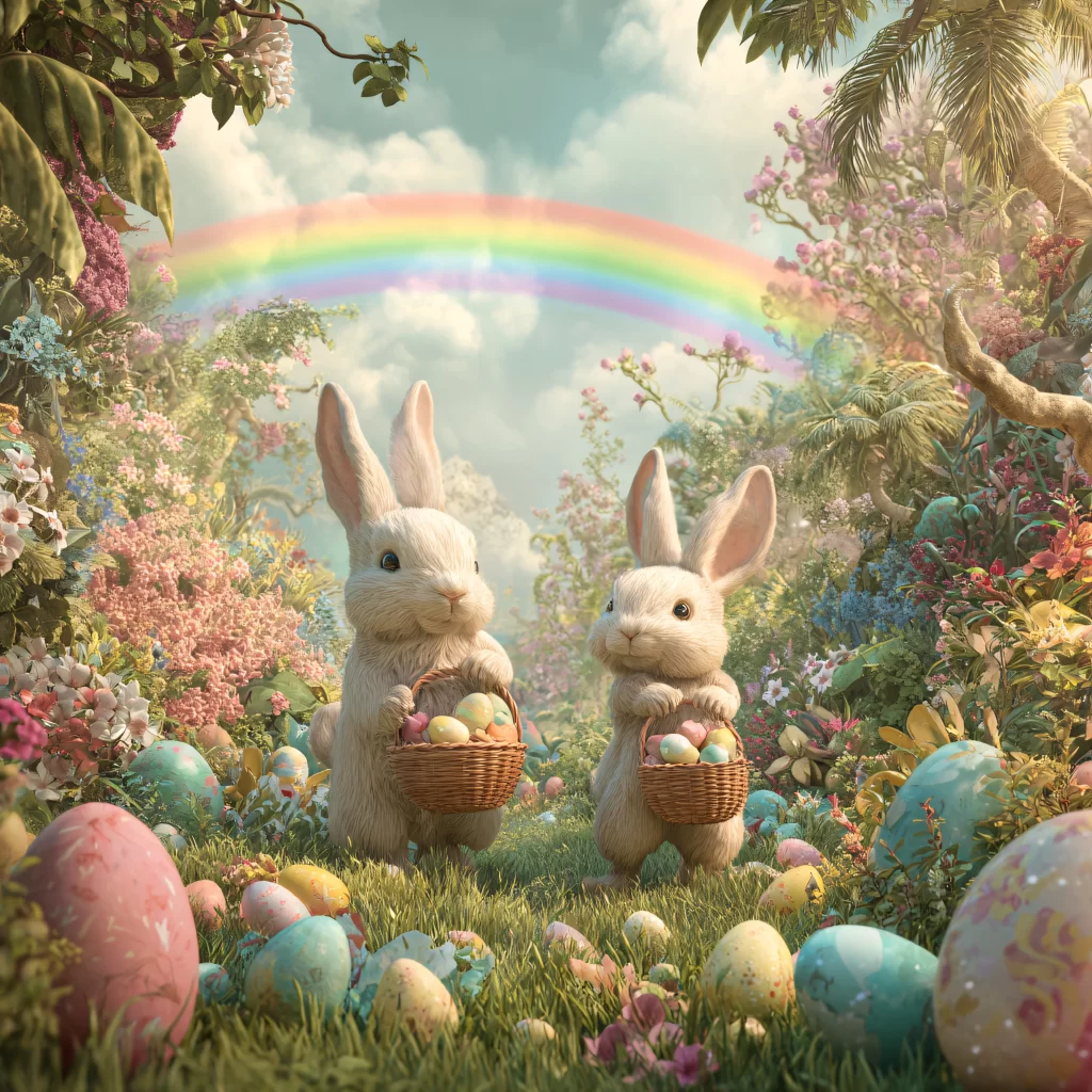 Easter Rabbits Pastel Eggs Spring 168