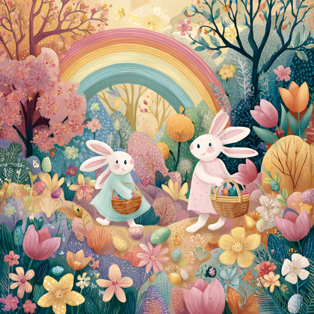 Easter Rabbits Pastel Eggs Spring 172