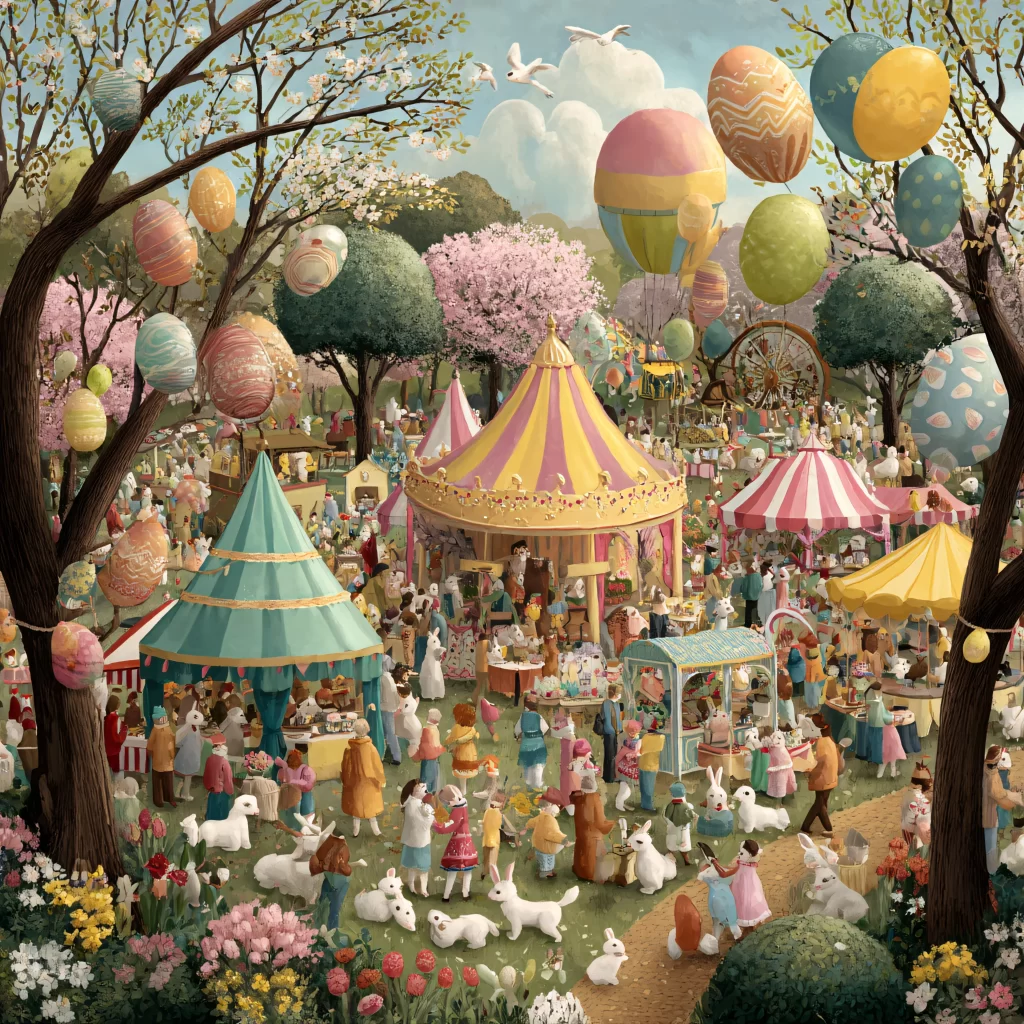 Easter Rabbits Pastel Eggs Spring 205