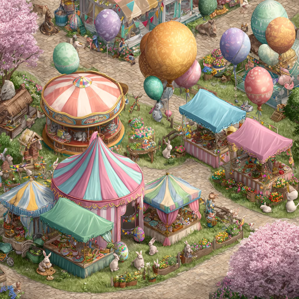 Easter Rabbits Pastel Eggs Spring 206