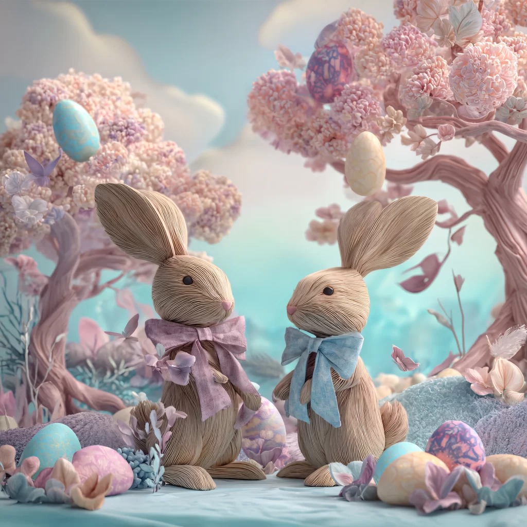 Easter Rabbits Pastel Eggs Spring 214